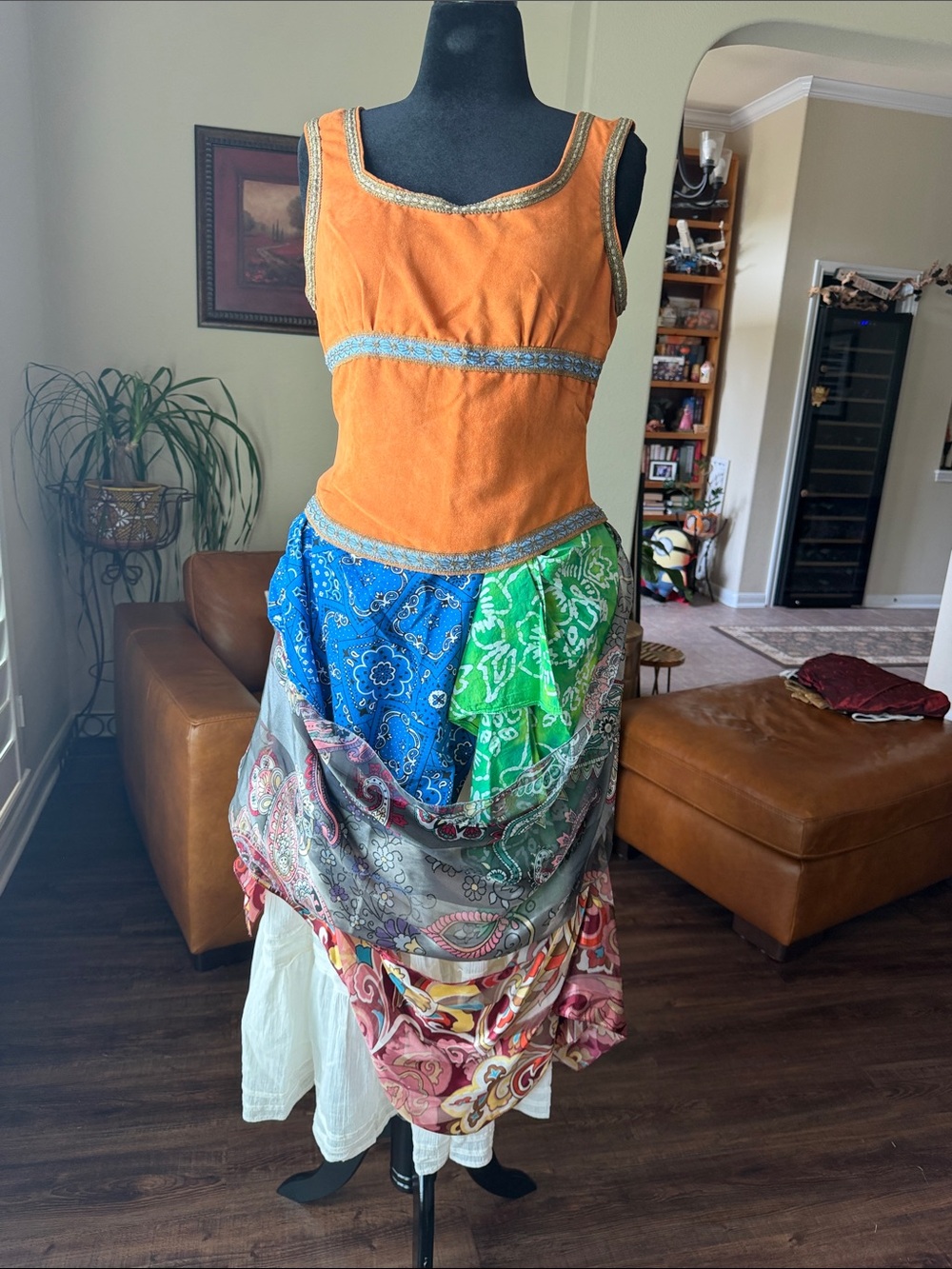 Boho Patchwork Girl / Scarecrow Costume • Adjustable Fit 10–14